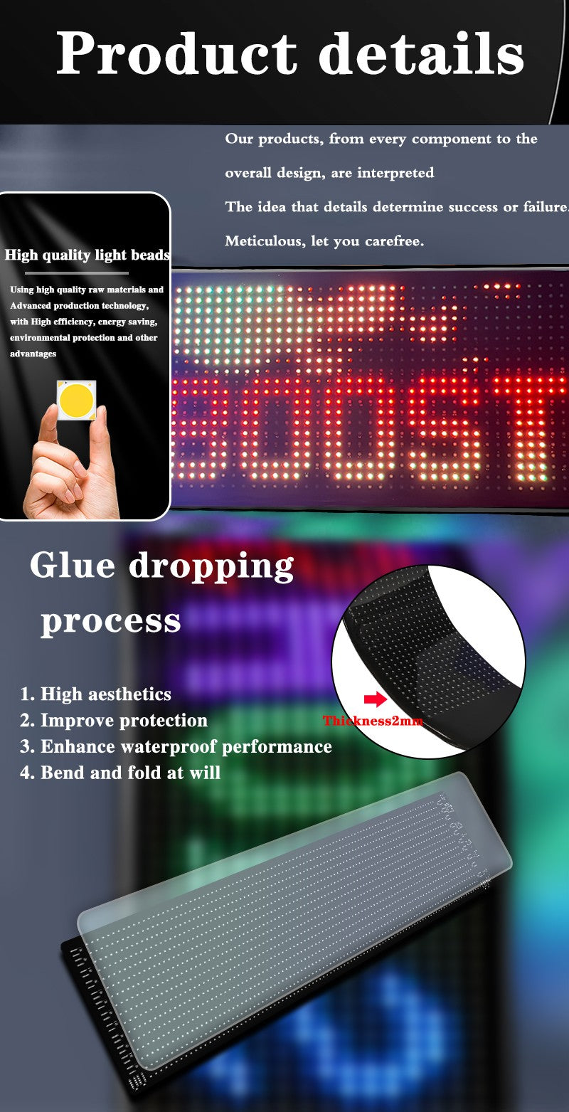 LED Matrix Pixel LED Display Screen Message Scrolling Sign Board Soft Flexible Advertising Light For Store Car Truck Devil Eye