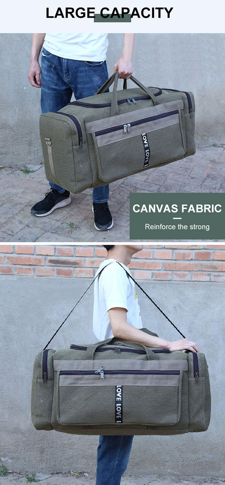 Large Canvas Travel Duffel Bag Waterproof Men's Shoulder Luggage Storage Bags Outdoor Trainning Fitness Sports Handbag XA927D