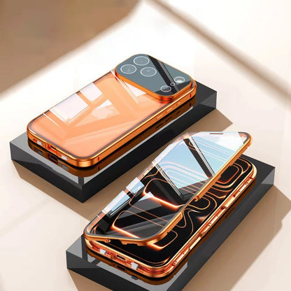 Capa Protetora 360° Magnética de Metal com Vidro Dupla Face e Trava de Encaixe para iPhone 17 Pro Max/17/Air/17 Pro