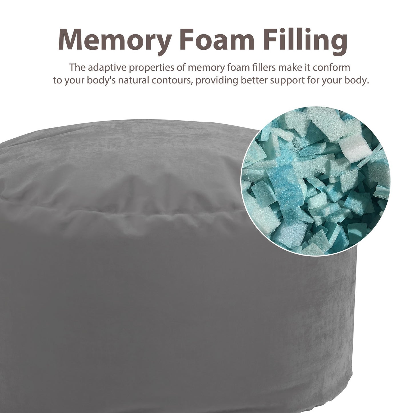 JHK Oversized 3/4FT Bean Bag Chair for Gaming Reading Lazy Sofa Foam Filled Couch with Removable Cover Living Room Furniture