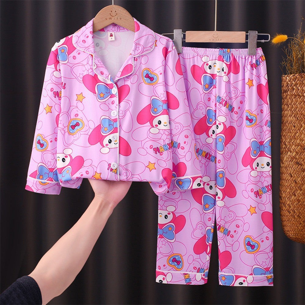 Lovely Melody Children Pajama Sets Cartoon Print Loose Soft Kids Sleepwear Suit Breathable Comfortable Nightdress Autumn Winter