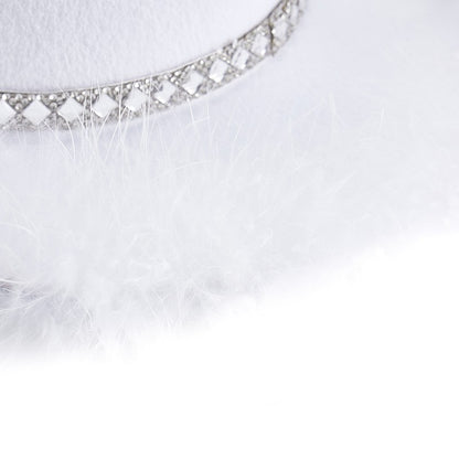 Women s Western Style Cowboy Hat with Feather Accents Wide Brim Sun Protection Cap for Outdoor Parties and Events