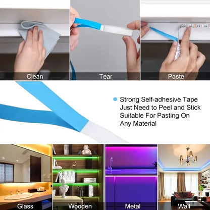 1-40m LED Strip Lights for Room Decoration, APP + 44-Key Remote Music Sync, 5V USB RGB Flexible Tape for TV Backlight
