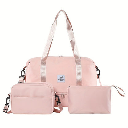 Conjunto de 3 malas de viagem em nylon, bolsa de bagagem moderna de grande capacidade, bolsa de ginástica e esporte com alça transversal, adequada para uso diário