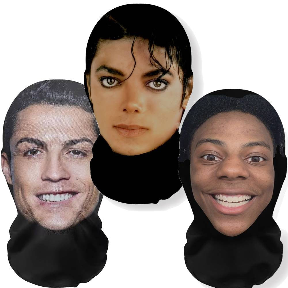 MJ Michael Jackson Cosplay Props 3D Printed Celebrity Face Masks Elastic Mesh Halloween Role Play Headdress Balaclava Headcovers