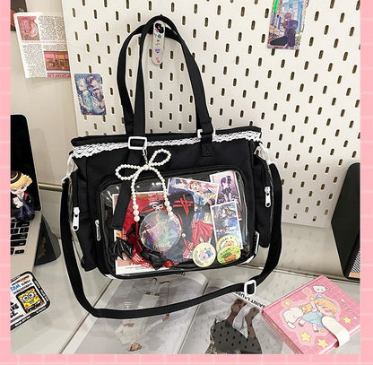 New Japanese Style Transparent Crossbody Bag Cute Candy Color Commuting Shoulder Bag for Girls Simple and Casual Texture Ita Bag
