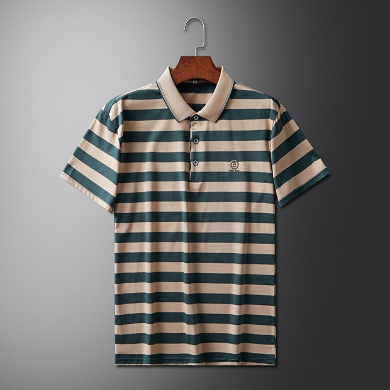 High End Design Men's Polo Shirt Striped Letter Print Short Sleeve Lapel T-Shirt Summer New Business Versatile Casual Men's Wear