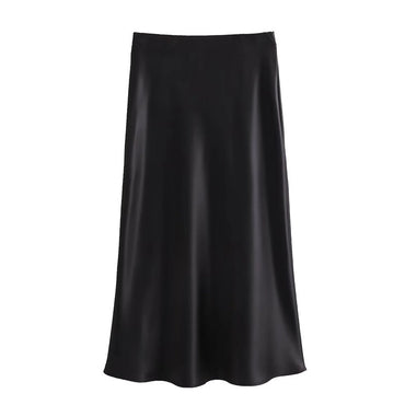 MUJER Woman 2025 Satin Skirt Women High Waist Long Skirts For Women Summer Black Midi Skirt Woman Office Elegant Women's Skirts