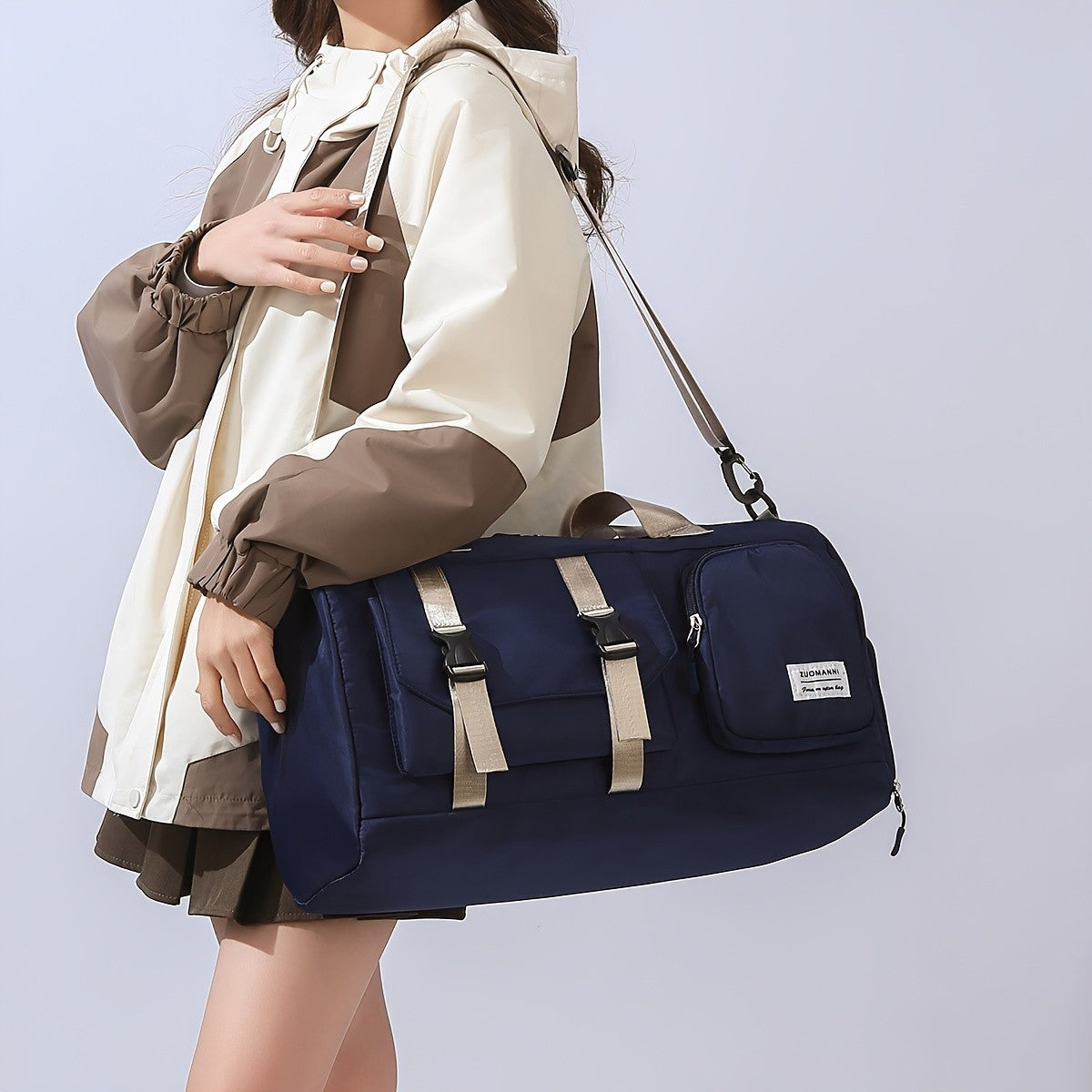 Women's Durable Nylon Sports Gym Bag with Shoe Compartment - Multifunctional Fitness Duffle for Yoga, Travel & Weekend Trips