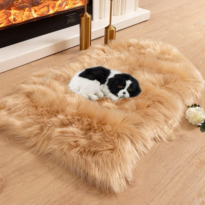 Soft Shaggy Faux Fur Rug Non-Slip Floor Mat 60x90CM Extra Thick Plush Bedroom Rug for Living Room Warm Carpet Machine Washable