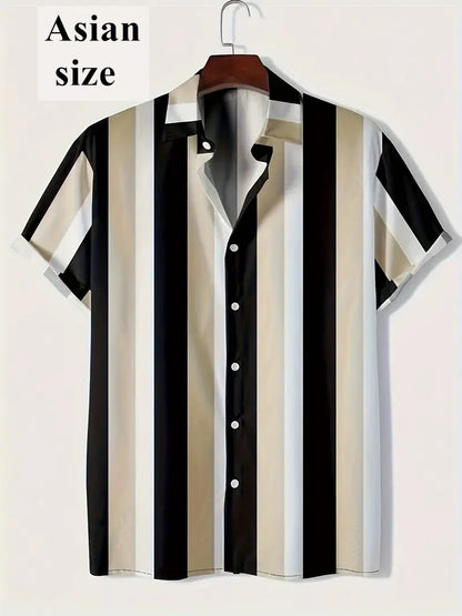 3d Print Hawaiian Beach Shirts Summer Men Shirt Fashion Striped Shirt Men Fashion Streetwear Short Sleeve Blouse Vacation Tops