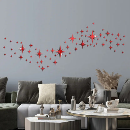3D Star Mirror Wall Sticker Large Medium and Small Combination Acrylic Mirror Wall Sticker Home Living Room Wall Decorations