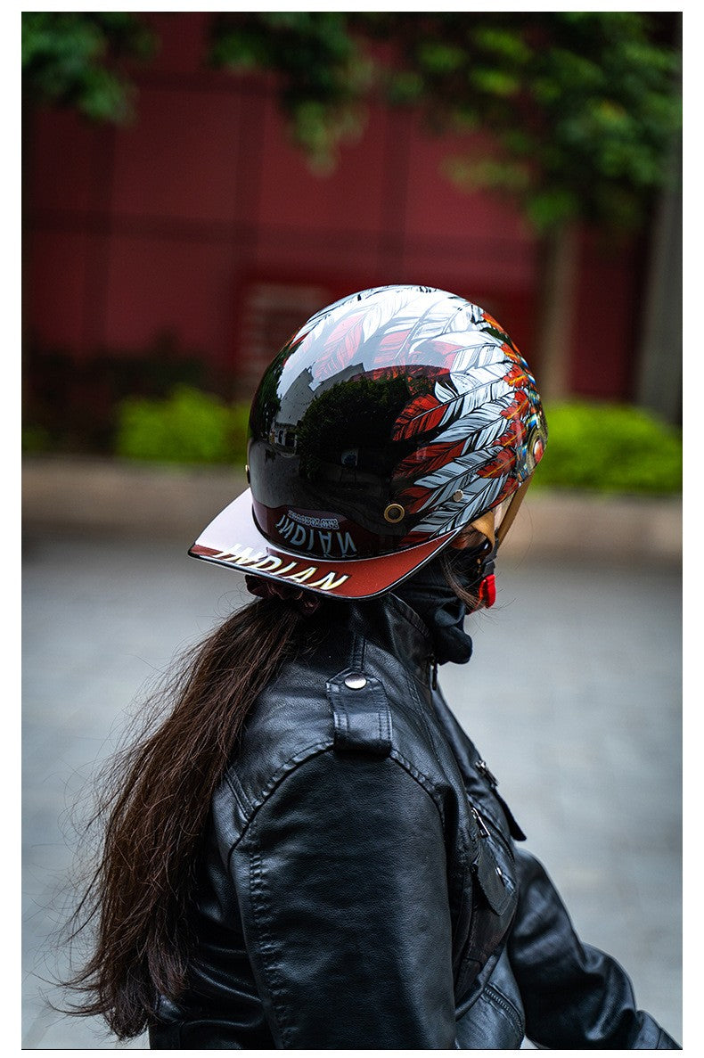 Boné de beisebol com personalidade retrô de gângster para homens e mulheres, capacete de motocicleta, capacete de beisebol, capacete de carro elétrico, meio capacete
