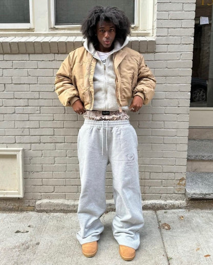 Y2K Harajuku High Waisted pants Streetwear fashion high quality Double Waisted Embroidered Sweatpants new Hip Hop Wide Leg Pants