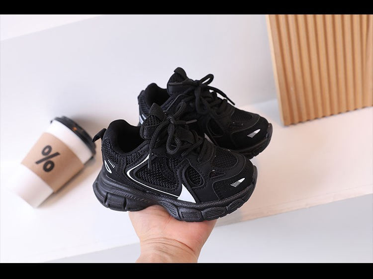 Kids Casual Sports Shoes with Thick Soles Boys Girls Fashion Versatile Sneakers 2024 New Children Mesh Breathable Running Shoes