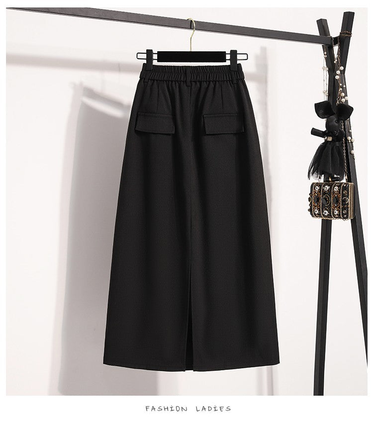 Suit Half-body Skirt Women's Large Size Autumn New Fashion Elegant Commuting Medium-length Package Hip Skirts Loose A-line Skirt