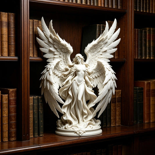 Quadruple Wing Holy Angel Sculpture Neoclassical Goddess Figurine Elegant European Art Statue Tabletop Decor Religious Present