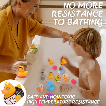 100 Pack Rubber Ducks in Bulk, Assorted Duckies for Jeeps Ducking, Rubber Duckies for Baby Bath Toys, Kids Bath Pool Toys