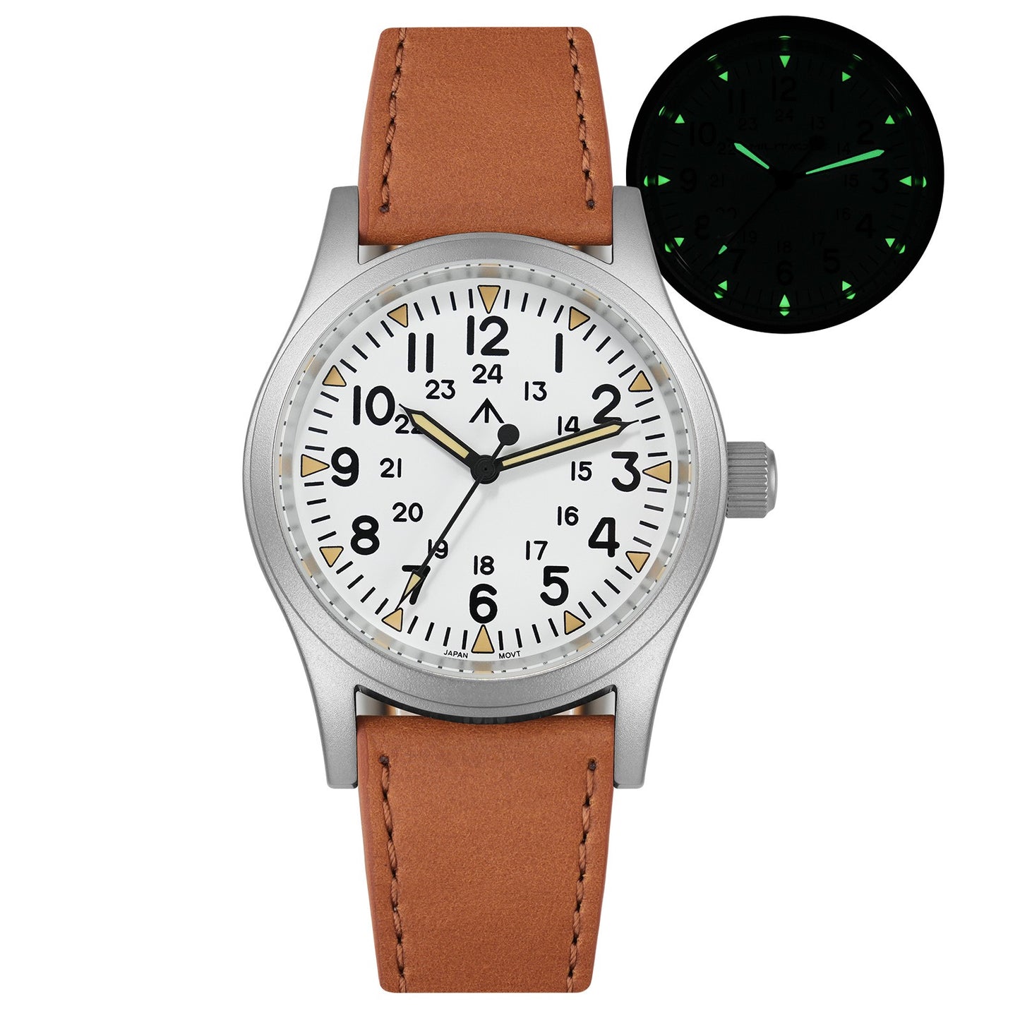 Militado Ml05 Vintage Field Watch VH31 Sweep Second Quartz Movement Sapphire Crystal High Clear AR Coating Luminous 38Mm Watches