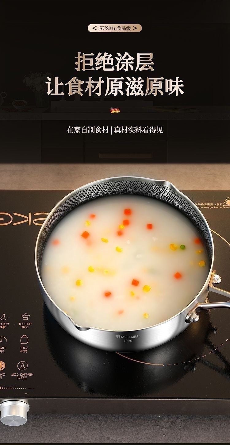 MOEYE Soup Pot 316L Antibacterial Stainless Steel Milk Pot 5 Layers Thickened Bottom Non-stick Cooking Pot Kitchen Saucepan