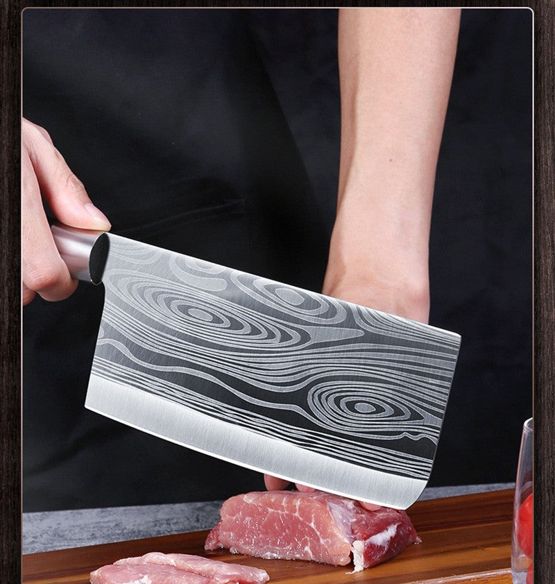 Kitchen Knives Scissors Sharpening Rod Set Laser Damascus Pattern Utility Stainless Steel Sharp Slicing Chef knife Cooking Tool