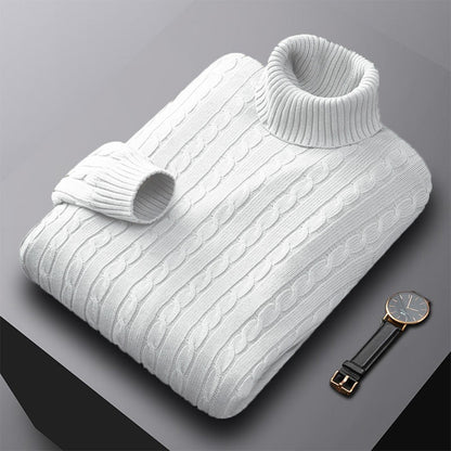 New Men's Turtleneck Sweater Solid Color High Neck Pullover Knitted Sweaters Casual Elastic Sweatwear Mens Fall Winter