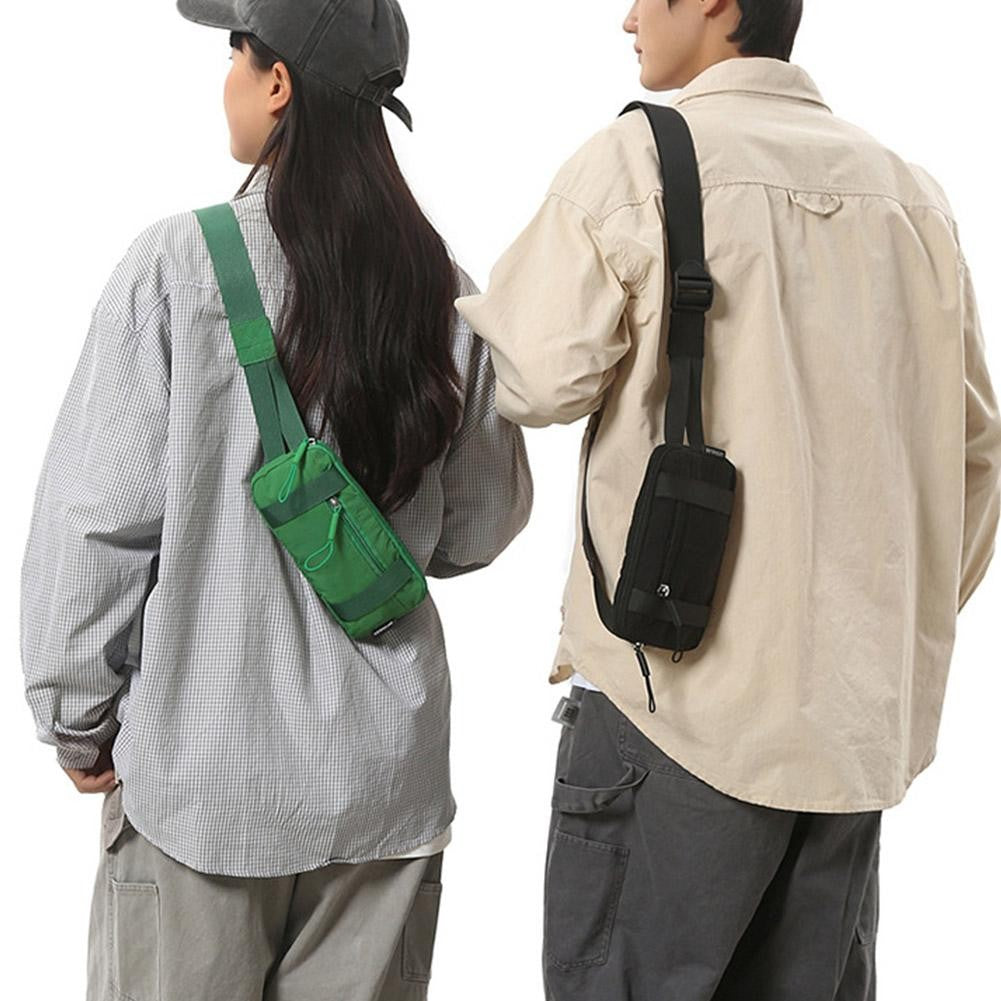 Chest Bag Pure Color Nylon Lightweight Sports Crossbody Bag Outdoor Fitness Running Waist Bag Cycling Fitn Phone Bag