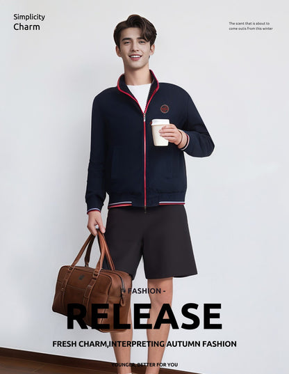 CHCH 2025 Spring New Men's Jackets Solid Sports Jacket Men Business Casual Autumn Thin Coat Zip Up Coat with Pockets Clothing