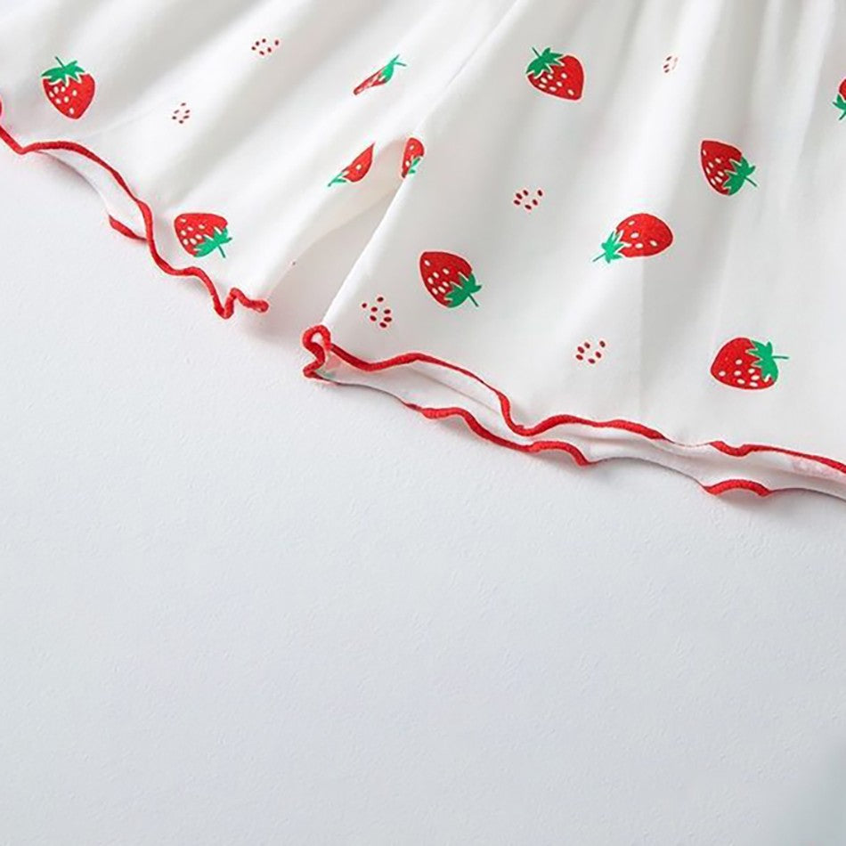 Girls Summer Pajama Sets Stylish Cartoon Pattern Printing Short Sleeve Top and Pants Made from Luxurious Cozy Ice Silk Material