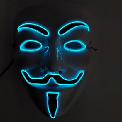 Halloween LED Vendetta Mask Night Club Carnival Party Festival Decoration Cosplay Vendetta Guy Fawkes Mascara Glowing V Mask