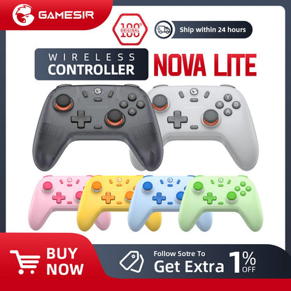 GameSir T4 Nova Lite - Wireless Switch Controller Bluetooth Gamepad with Hall Effect for Nintendo Switch iPhone Android Phone PC