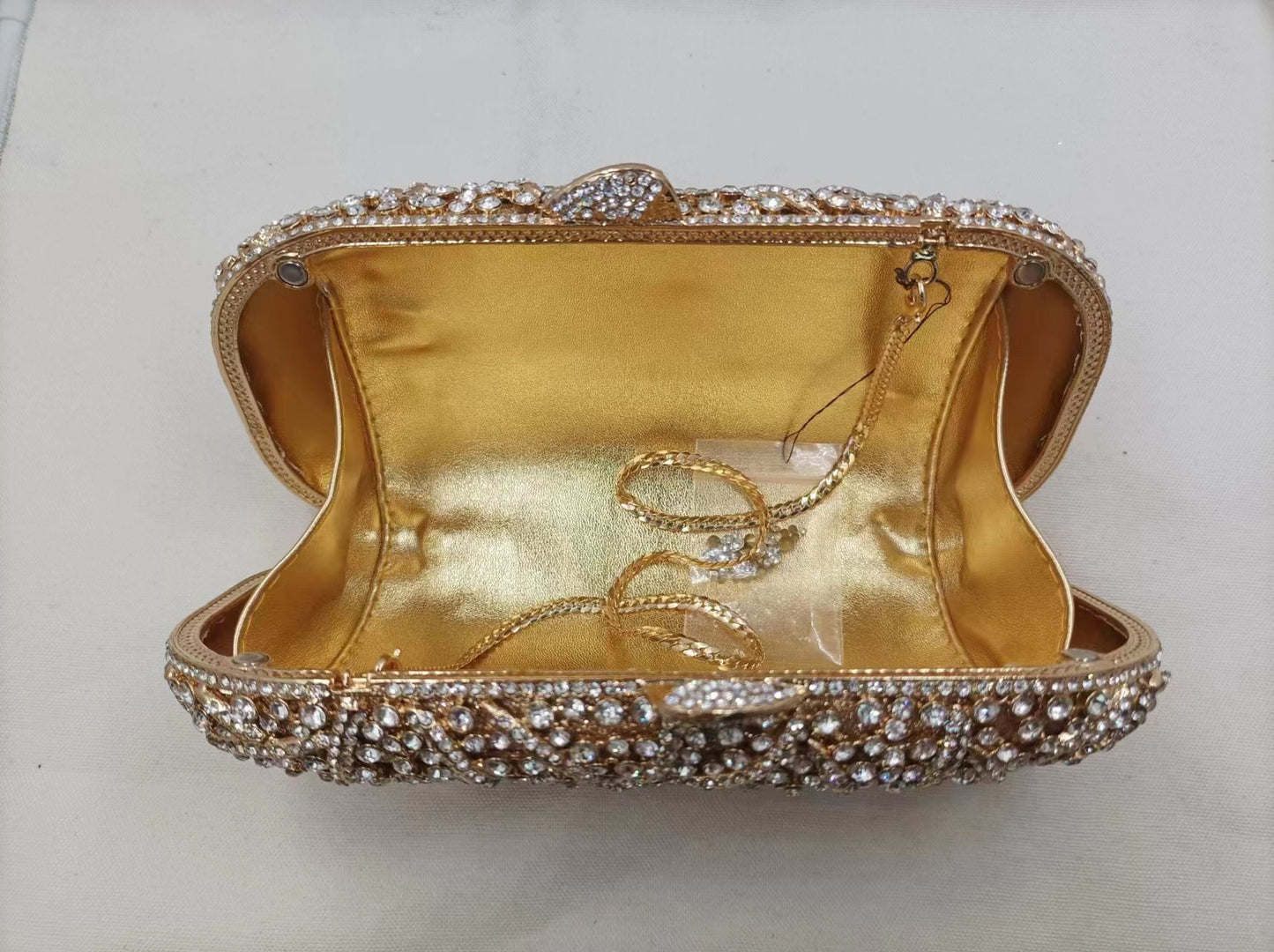 XIYUAN Women Burgundy Stones Evening Bags Crystal Clutch Wedding Party Rhinestone Handbags Bridal Floral Minaudiere Purses Green