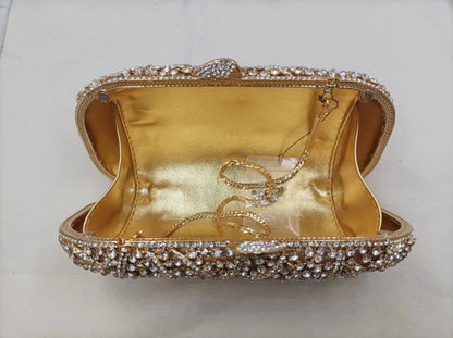 XIYUAN Women Burgundy Stones Evening Bags Crystal Clutch Wedding Party Rhinestone Handbags Bridal Floral Minaudiere Purses Green