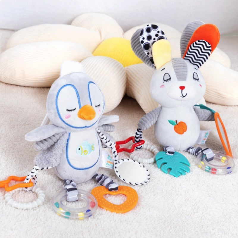 Chocalhos de Bebê Móbiles Desenho Animado Sino Animal Brinquedo Crianças Educação Precoce Desenvolvimento Sensorial Aperto de Mão Coelho Pinguim Chocalhos Brinquedos Presente