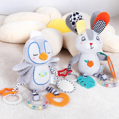 Chocalhos de Bebê Móbiles Desenho Animado Sino Animal Brinquedo Crianças Educação Precoce Desenvolvimento Sensorial Aperto de Mão Coelho Pinguim Chocalhos Brinquedos Presente