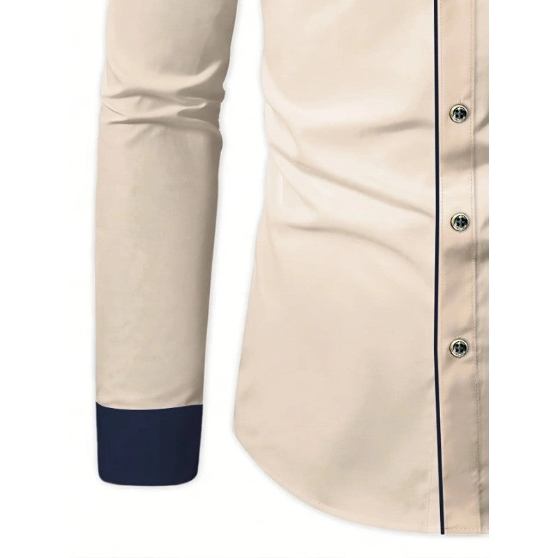 FGKKS Men Shirt Fashion Brand New Patchwork Long Sleeve Smart Casual Elastic Four Season Quality Male Business Shirt