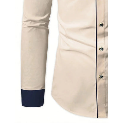 FGKKS Men Shirt Fashion Brand New Patchwork Long Sleeve Smart Casual Elastic Four Season Quality Male Business Shirt