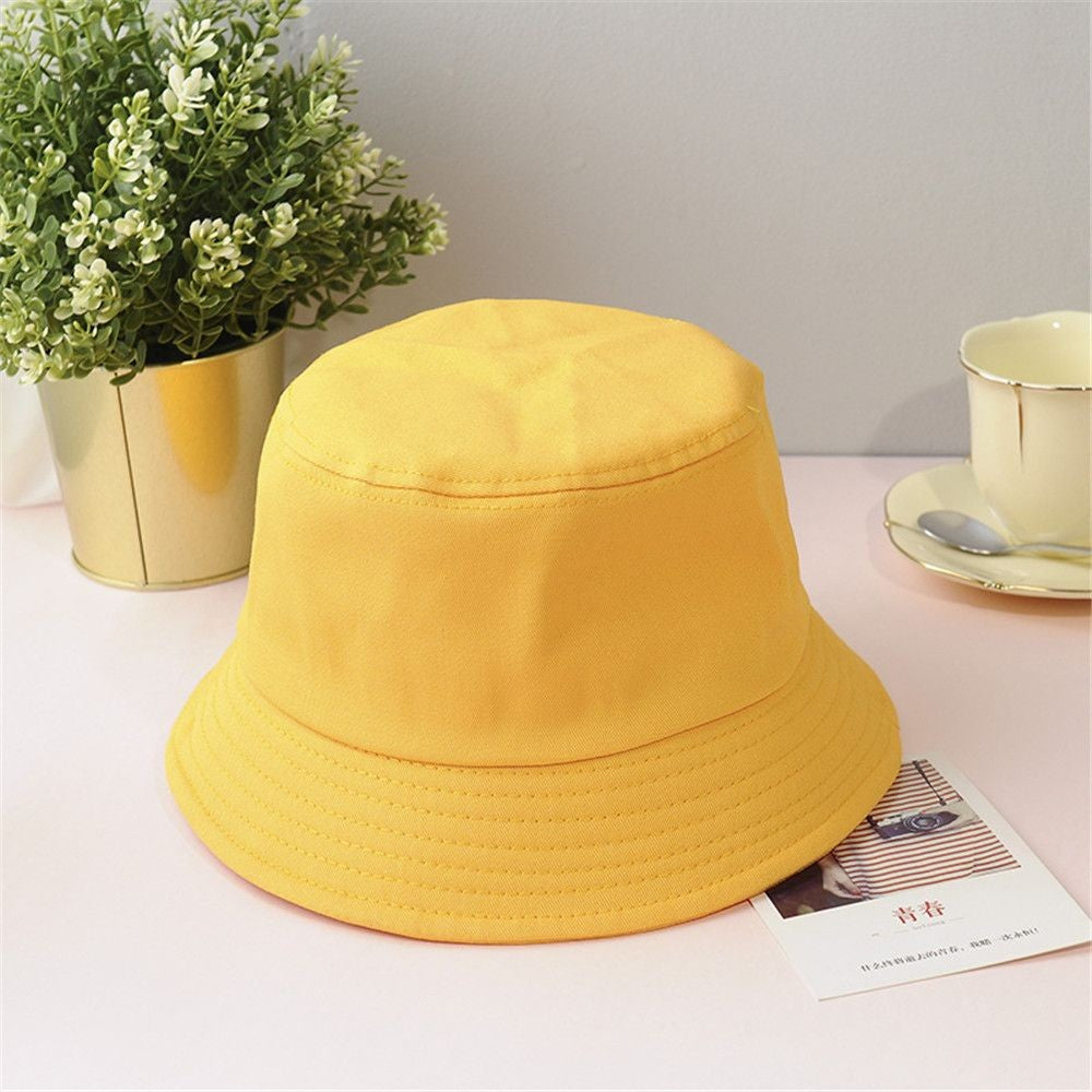Cotton Summer Foldable Bucket Hat Unisex Women Outdoor Sunscreen Hat Pure Color Fishing Hunting Cap Men Basin Chapeau Beach Cap