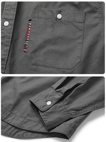 Oversize Cargo Shirts Men Japanese Streetwear Vintage Fashion Loose Casual Long Sleeve Cityboy Pure Cotton Button Shirts Blouses