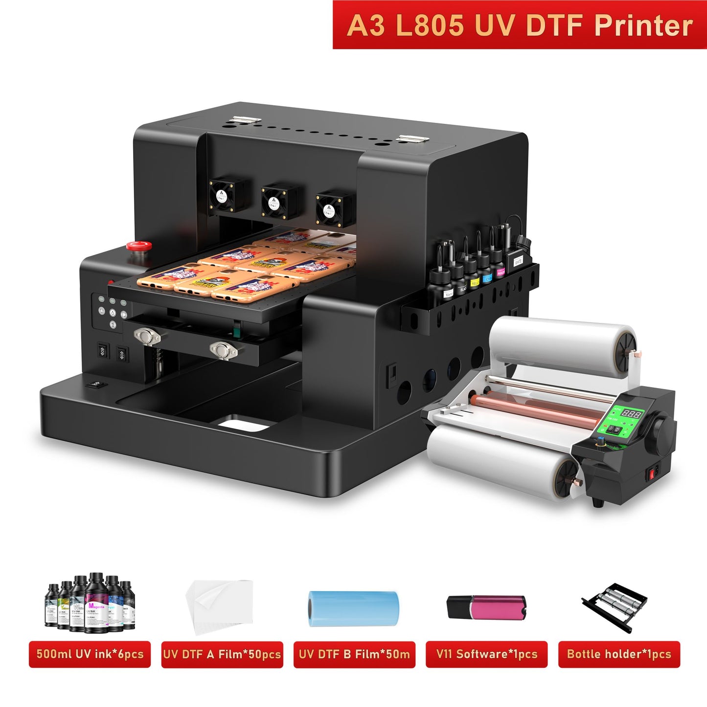 A3 UV Printer XP600 UV Flatbed Printing Machine with Varnish A4 A3 UV DTF Printer For Pen Metal Wood Acrylic UV Sticker Printer