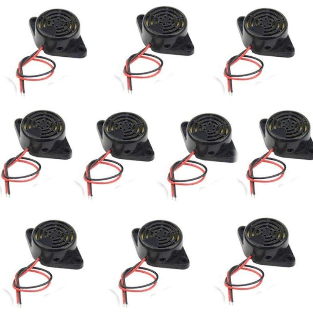 10 PEÇAS SFM-27 DC 3-24V 12V 90dB Buzina Eletrônica Ativa Piezo de Alto Decibel Alarme Sonoro Contínuo (Preto)