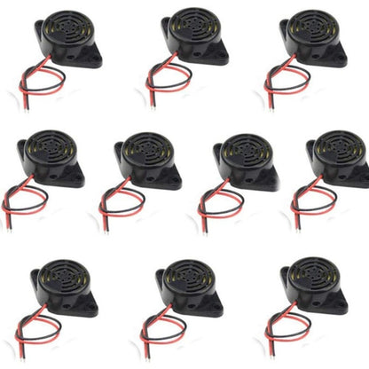 10 PEÇAS SFM-27 DC 3-24V 12V 90dB Buzina Eletrônica Ativa Piezo de Alto Decibel Alarme Sonoro Contínuo (Preto)