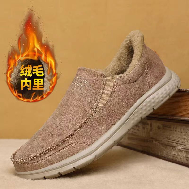 Fashionable Warm Winter Loafers Comfortable Walking Shoes Soft Lightweight Gift for Dad Suitable for Middle-Aged And Elderly Men