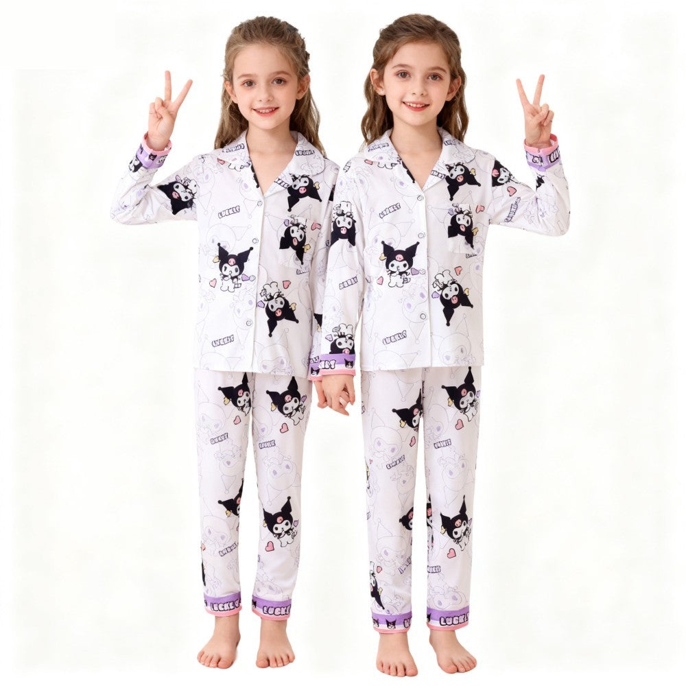 Sanrio Kuromi Girls Pajamas Sets Pijamas Navideños Melody Cinnamoroll Kids Pyjamas Girls Clothes 2pcs Full Sleeve & Pants Sets