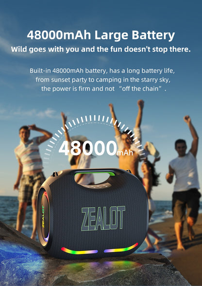 ZEALOT-ZE21 250W Alto Poder Sem Fio TWS Subwoofer Bluetooth Speaker Alto Volume À Prova D'Água Portátil Power Bank Som HIFI
