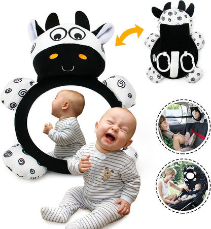 Espelho de Bebê Multifuncional, Alto Contraste Preto e Branco, Tummy Time, Presente de aniversário/Natal para meninos e meninas, para carro