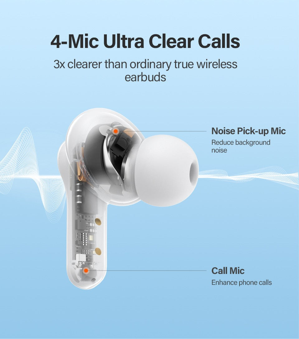 QCY T13 Wireless Smart Headphone BT5.1 TWS Earphone 4 Mic ENC HD Call Headset Touch Control Earbuds Long Standby 40H
