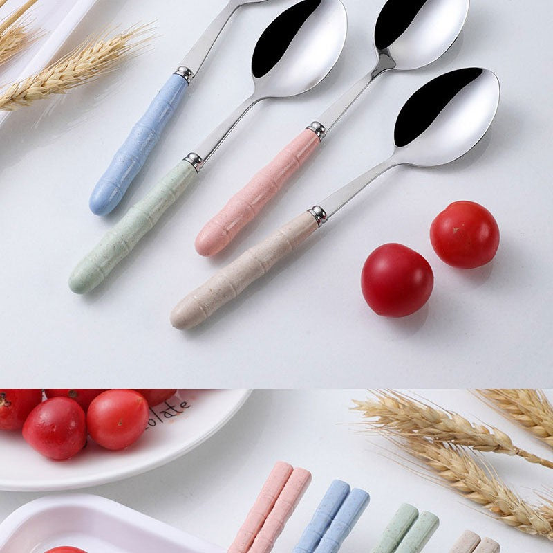 3pcs/set Tableware Set Stainless Steel Chopsticks Fork Spoon Set Travel Flatware With Box Lunch Tableware Kitchen Accessories