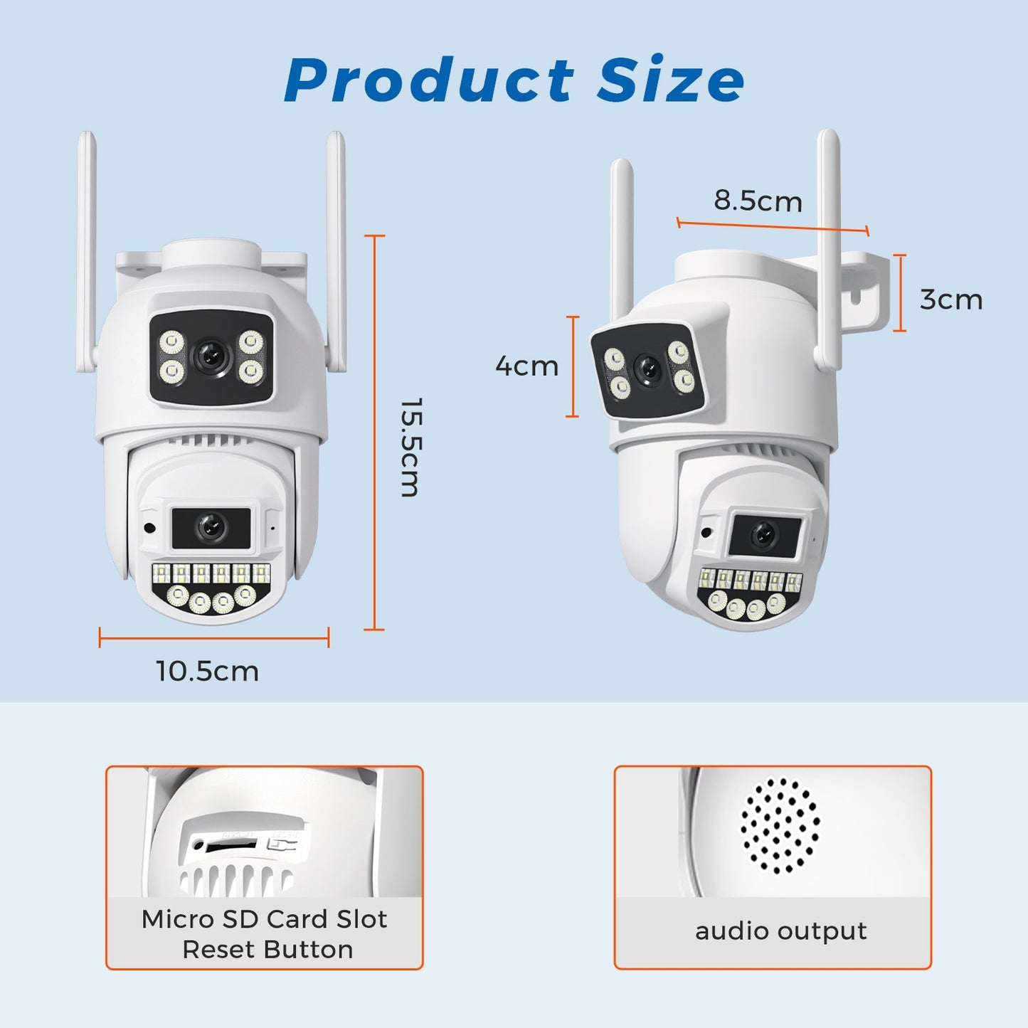 10MP 5K Wifi IP Camera Outdoor 2.4GHZ 5GHZ PTZ Surveillance Camera Dual Lens Dual Screens Email Alert 4K Security Protection