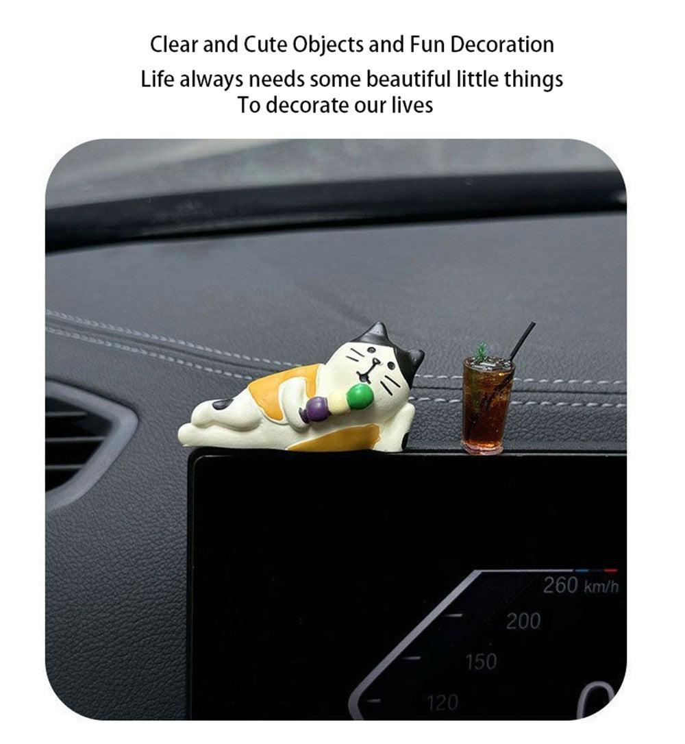 Cute Healing Kitten Ornaments For Car Dashboard Resin Cat Figure Car Interior Decorative Cat Ornament Vehicle Accessories